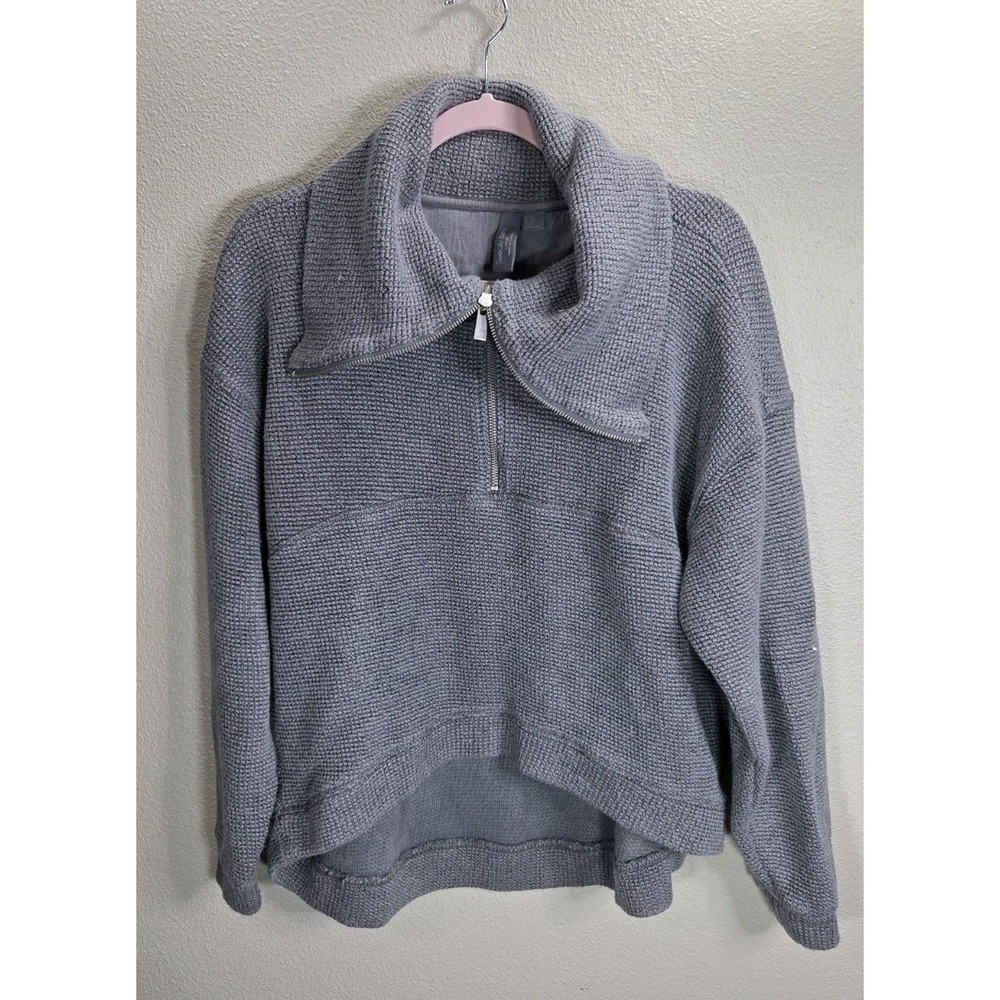 Sweaty Betty London‎ Grey Textured Quarter-Zip Pullover | Women's Medium / US 8